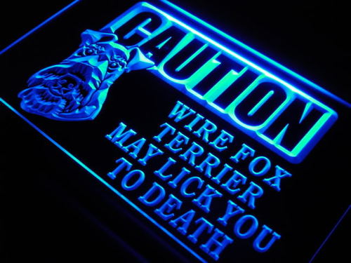 Caution Wire Fox Terrier Lick Neon Light Sign